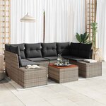 vidaXL Ensemble de canapé de jardin avec coussin 7 Pièces Gris Poly rotin