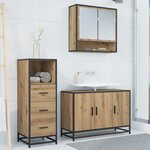 vidaXL Ensemble de mobilier de salle de bain 3 Pièces chêne artisanal