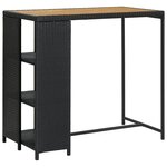 vidaXL Ensemble de bar de jardin 3 Pièces avec coussins noir poly rotin