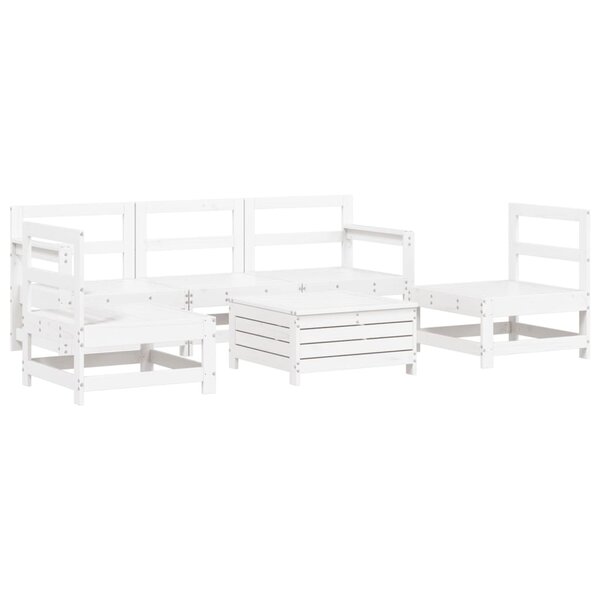 vidaXL Salon de jardin 6 Pièces blanc bois de pin massif