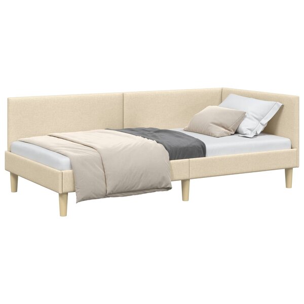 vidaXL Cadre de lit d'angle Crème 80 cm x 200 cm Tissu et Contreplaqué