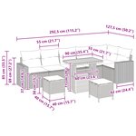 Ensemble de sofa de jardin vidaXL 9 pièces avec coussins - Rotin poly noir et acacia