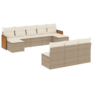 vidaXL Salon de jardin avec coussins 10 Pièces beige résine tressée