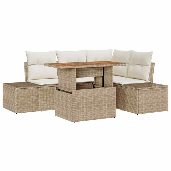 vidaXL Ensemble de canapé de jardin avec coussin 5 Pièces Beige et crème