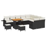 Set de canapé de jardin vidaXL 12 pièces avec coussins noir