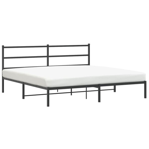 vidaXL Cadre de lit métal sans matelas avec tête de lit noir 193x203cm