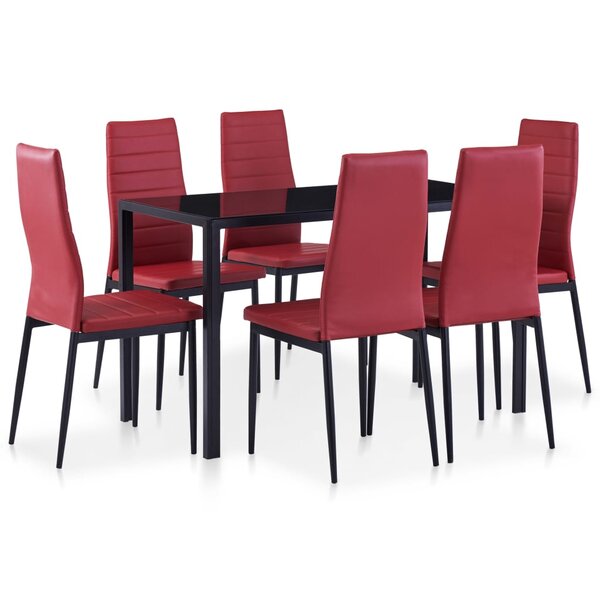 vidaXL Mobilier de salle à manger 7 Pièces Rouge bordeaux
