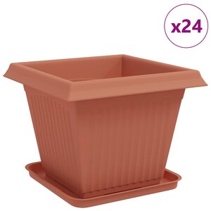 vidaXL Pots de plantes 24 Pièces Rouge brique 38 x 38 x 30 cm Plastique