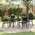 vidaXL Ensemble de Salle à Manger de Jardin 5 Pièces Noir HDPE