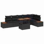 vidaXL Ensemble de salle à manger pour jardin 7 Pièces Noir et Marron
