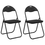 vidaXL Chaise pliante 2 pc Simili cuir Noir 48 x 43 5 x 81 cm