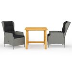 vidaXL Ensemble à manger de jardin 3 Pièces Gris clair