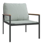 vidaXL Salon de jardin avec coussins 3 Pièces anthracite acier