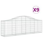 vidaXL Paniers à gabions arqués 9 Pièces 200x30x60/80 cm Fer galvanisé
