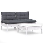 vidaXL Salon de jardin 3 Pièces avec coussins anthracite bois de pin