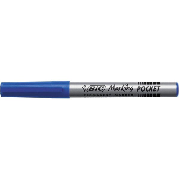 Marqueur Permanent MARKING POCKET 1445 Pointe Ogive Moyenne Bleu x 12 BIC