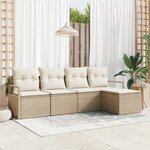 vidaXL Ensemble de canapé de jardin avec coussin 5 Pièces Beige et crème