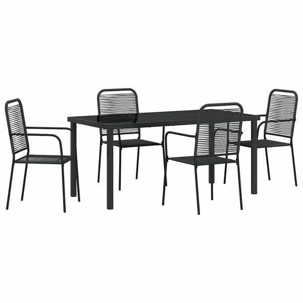 vidaXL Set de jardin 5 pièces en corde de coton noire et acier