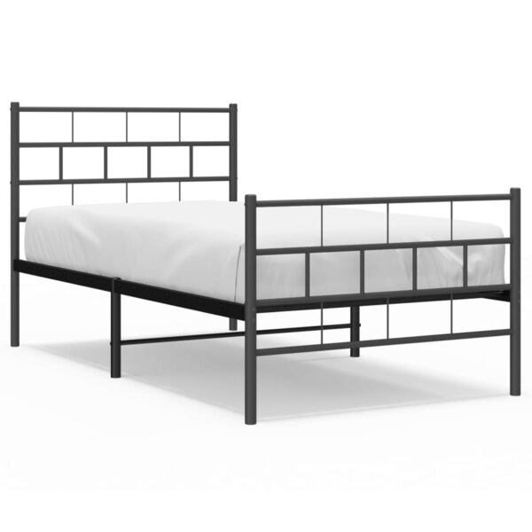 vidaXL Cadre de lit métal sans matelas avec pied de lit noir 75x190 cm