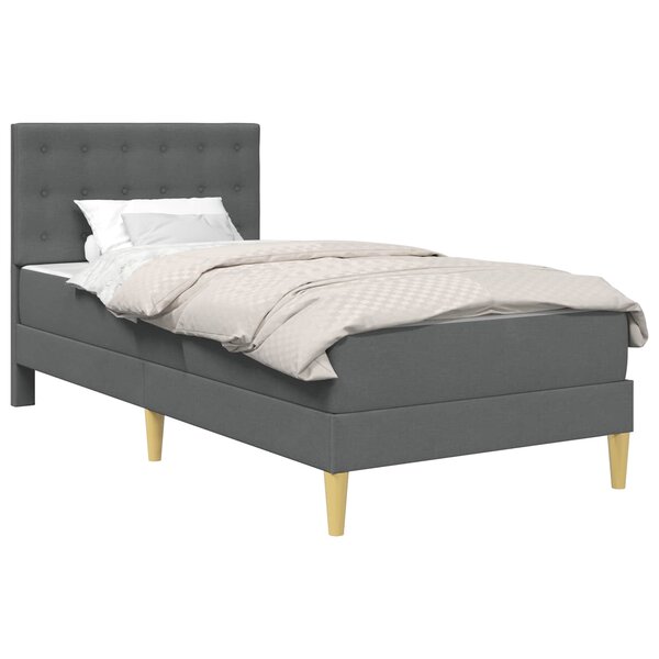 vidaXL Cadre de lit avec matelas Gris foncé 90 x 190 cm Tissu