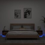 vidaXL Armoires de chevet avec lumières LED 2 Pièces chêne fumé