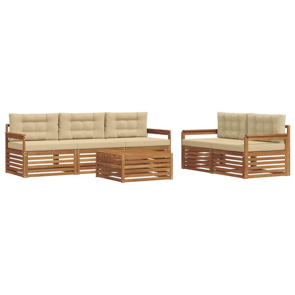 vidaXL Ensemble de canapés d'extérieur 6 pc Naturel et Beige