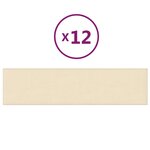 vidaXL Panneaux muraux 12 Pièces Crème 60x15 cm Tissu 1 08 m²