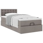 vidaXL Lit ottoman avec matelas taupe 90x200 cm tissu