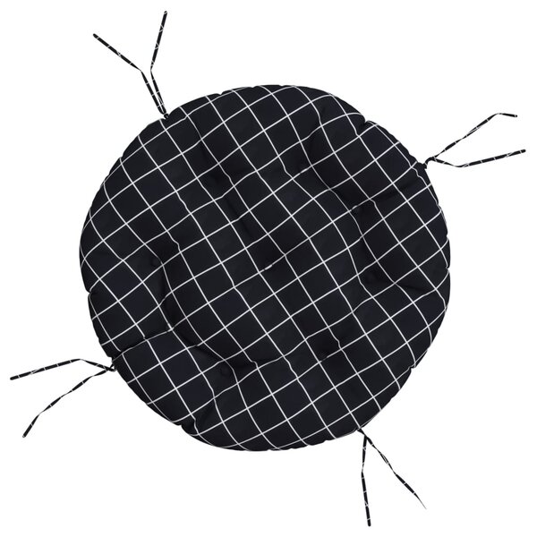 vidaXL Coussin rond motif à carreaux noir Ø 60 x11 cm tissu oxford