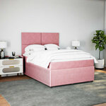 vidaXL Sommier à lattes de lit avec matelas Rose 140x190 cm Velours