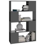 vidaXL Bibliothèque/Séparateur de pièce Gris brillant 80x24x124 5 cm