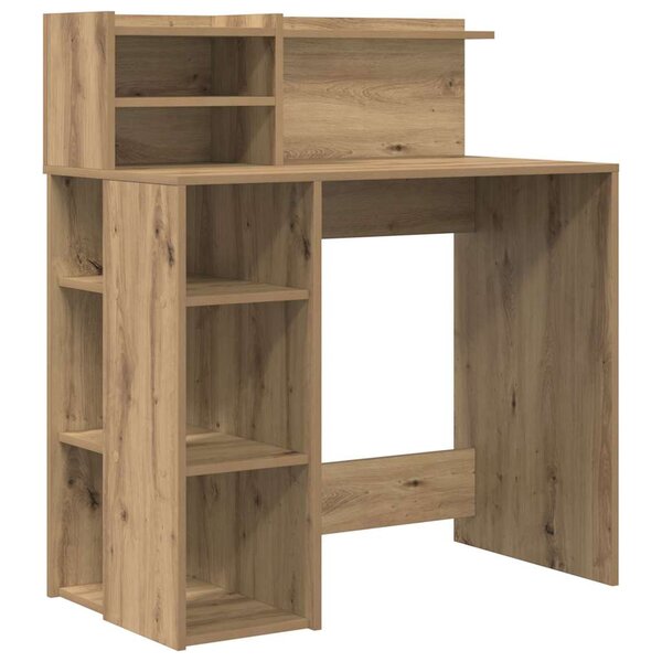 vidaXL Bureau avec rangement chêne artisanal 90 x 48 x 101 5 cm