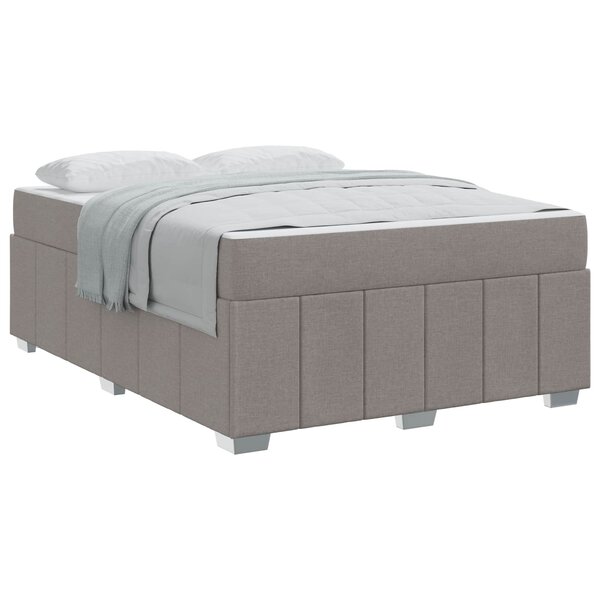 vidaXL Cadre de lit avec matelas Taupe 160 x 200 cm tissu