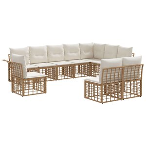 vidaXL Ensemble de canapés d'extérieur 10 Pièces Blanc Naturel et Crème