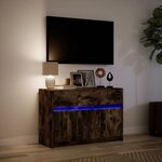 vidaXL Meuble TV avec LED chêne fumé 91x34x61 cm bois d'ingénierie