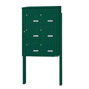 Bloc collectif Leabox 2x3 grade 3 simple face extérieur fixation sur pieds à sceller vert mousse ral 6005 finition brillante