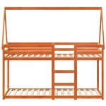 vidaXL Lit superposé avec toit cire marron 90x190cm bois massif de pin