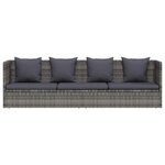 vidaXL Lit de jardin Gris 200x60 cm Résine tressée