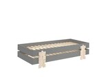 3 Lits Modulo Puzzle Gris Empilables 90x200 L 203 6 x Lg 93 8 x H 27 5 cm