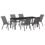 Ensemble de repas de jardin vidaXL 7 pièces gris textilène et acier