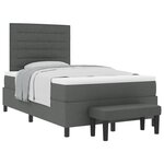 vidaXL Lit Box Spring avec matelas & banc gris foncé 120x190 cm tissu