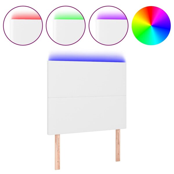 vidaXL Tête de lit à LED Blanc 90x5x118/128 cm Similicuir