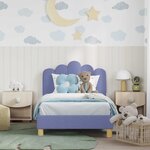 vidaXL Cadre de lit pour enfants avec tête de lit Bleu denim tissu