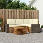 vidaXL Ensemble de canapés d'extérieur 5 pc Naturel et Crème Polyester
