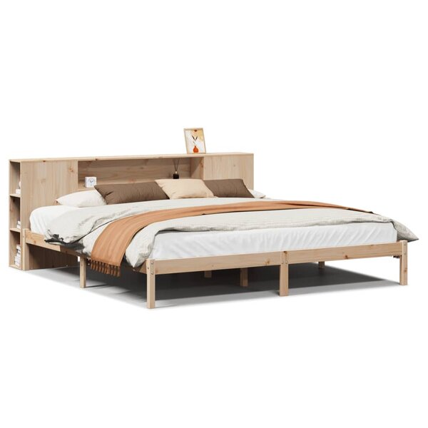 vidaXL Lit bibliothèque sans matelas 200x200 cm bois massif de pin