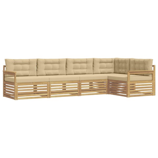 vidaXL Ensemble de canapés d'extérieur 6 pc Blanc et Beige Polyester