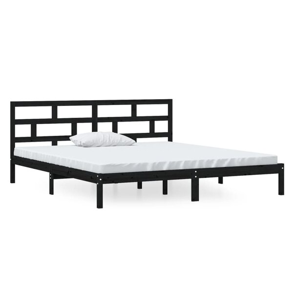 vidaXL Cadre de lit sans matelas noir bois massif 140x190 cm