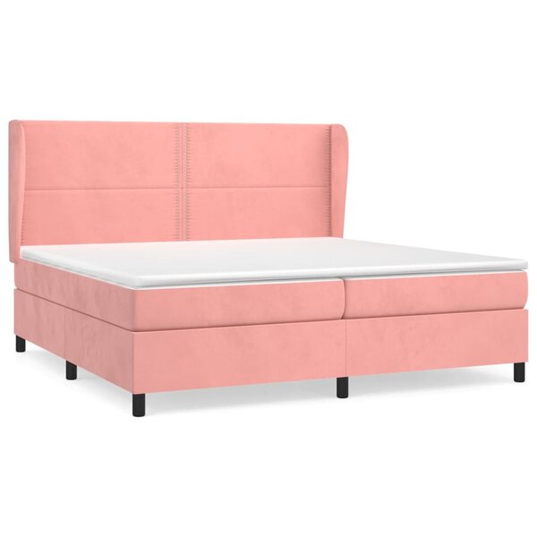 vidaXL Sommier à lattes de lit avec matelas Rose 200x200 cm Velours