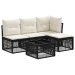 vidaXL Ensemble de canapé de jardin 5 Pièces Noir polyrotin