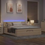VidaXL Cadre de lit ottoman avec matelas crème 200x200cm tissu